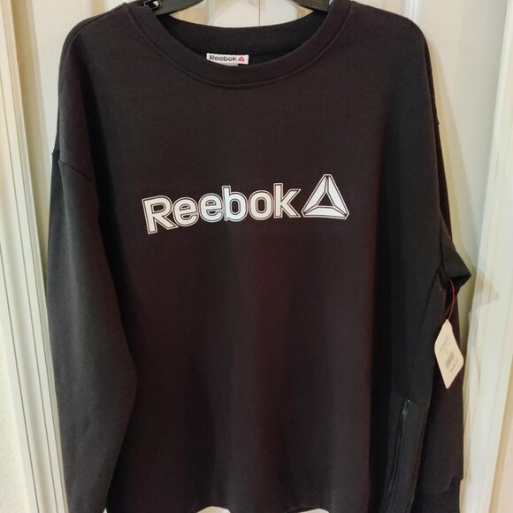 Reebok Women's Black Long Sleeve Logo Crew Sweatshirt Size XL NWT - Picture 1 of 5